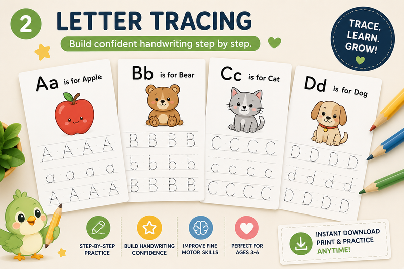 Letter tracing worksheet preview